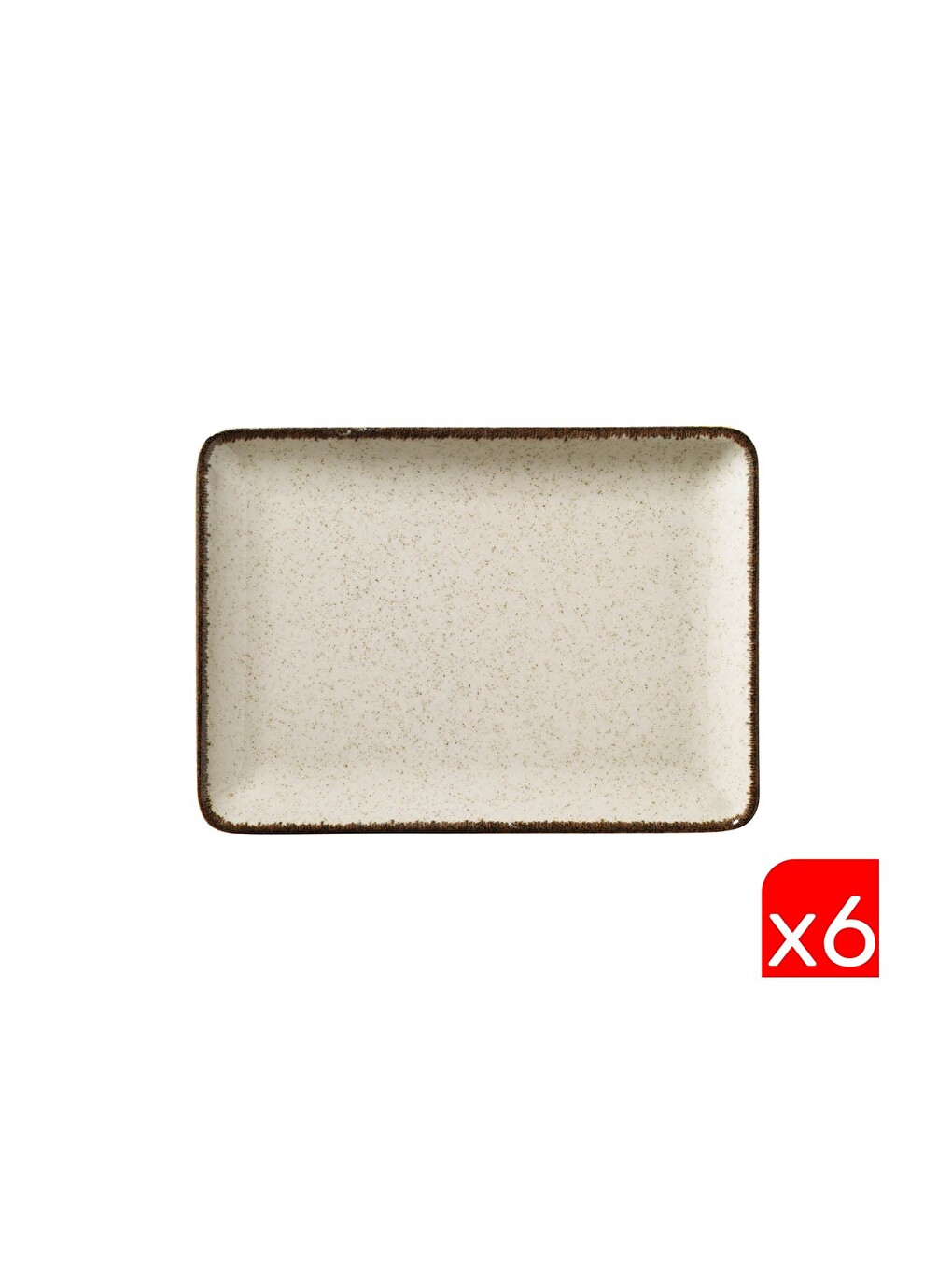 Beyaz Moderna Dikdörtgen Sunum Tabağı Tarçın 23x17cm 6 Lı