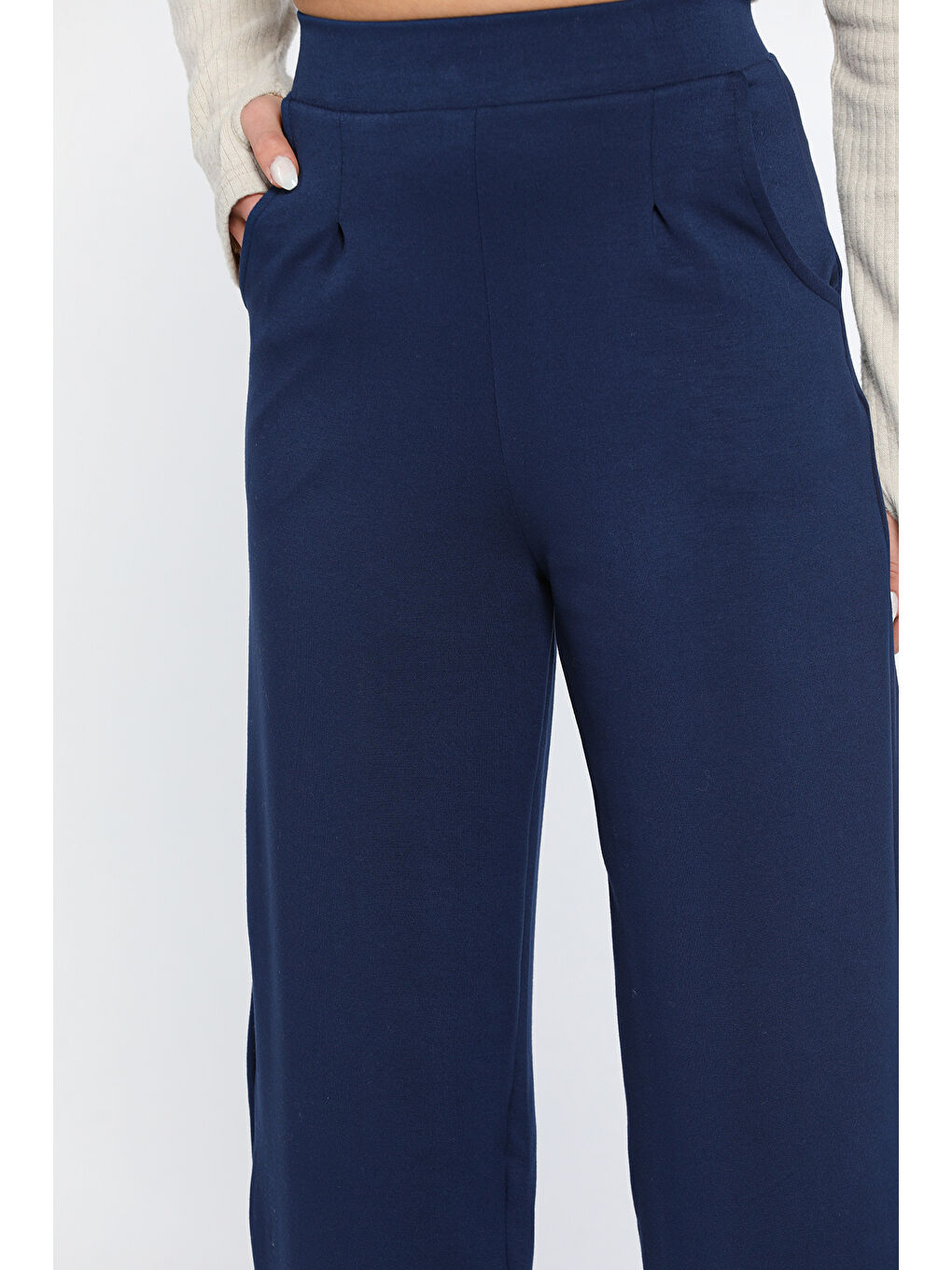 Lacivert Kadın Yüksek Bel Havuç Pantolon-3