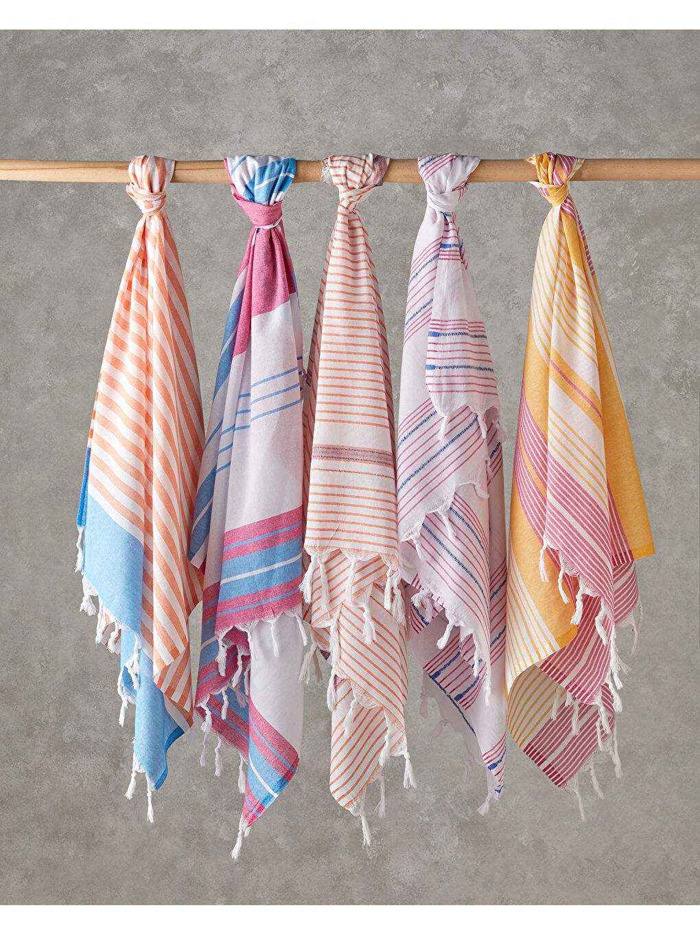 River Rejenere Çizgili Peştamal 90x150 cm Sarı-Fuşya-2