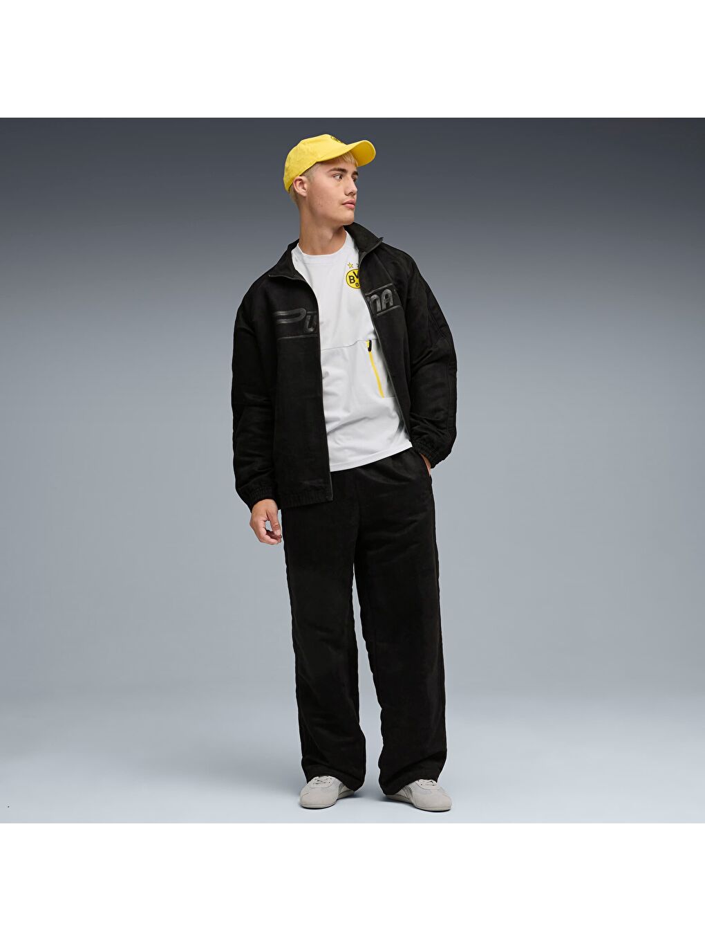 Gri BORUSSIA Dortmund PUMATECH Erkek Cepli Tişört-1