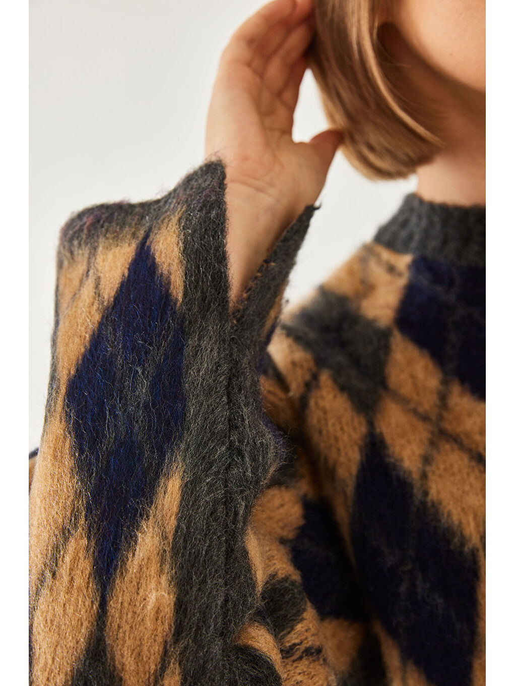 Antrasit Kadın Şardonlu Baklavalı Yırtmaçlı Triko Kazak-6