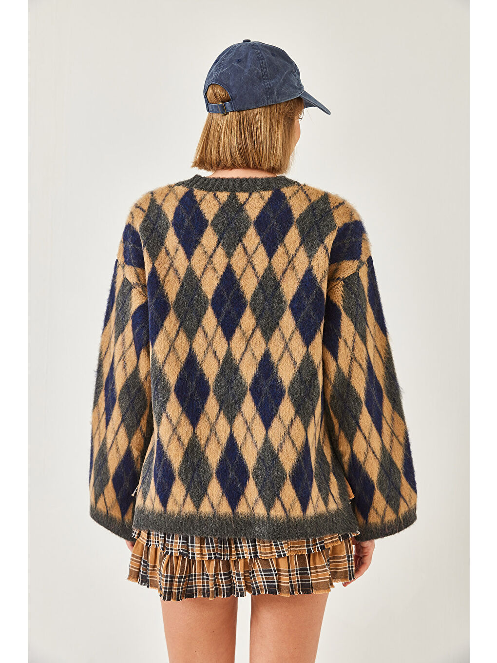 Antrasit Kadın Şardonlu Baklavalı Yırtmaçlı Triko Kazak-7