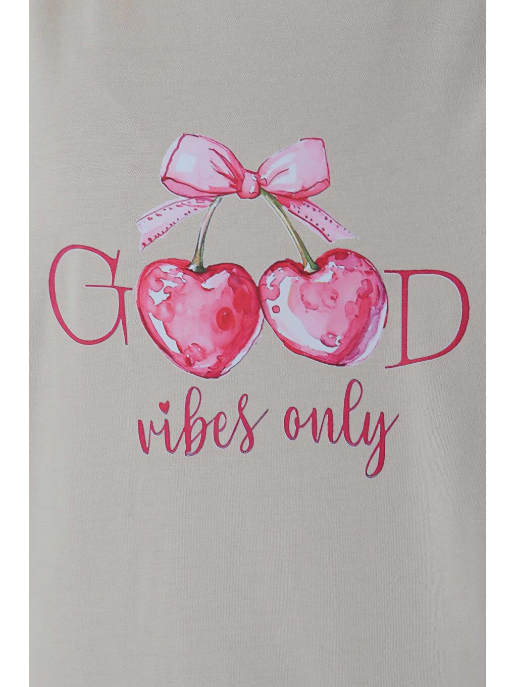 Baskılı Kısa Kollu T-Şhirt Bej - 27500-4