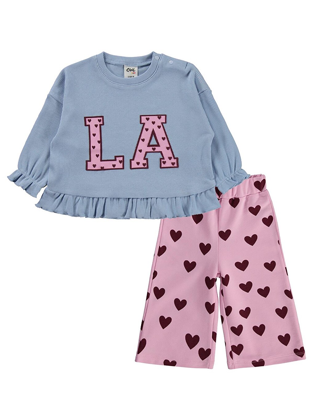 Pembe Baby La Aplikeli 6-18 Ay Takım - Mavi-2