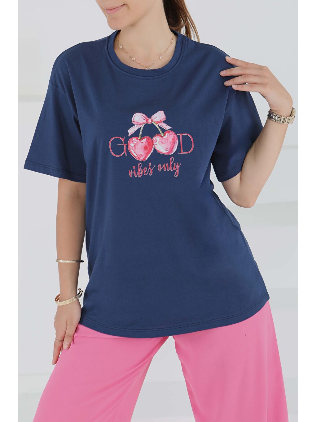 Baskılı Kısa Kollu T-Şhirt Lacivert - 27500-1