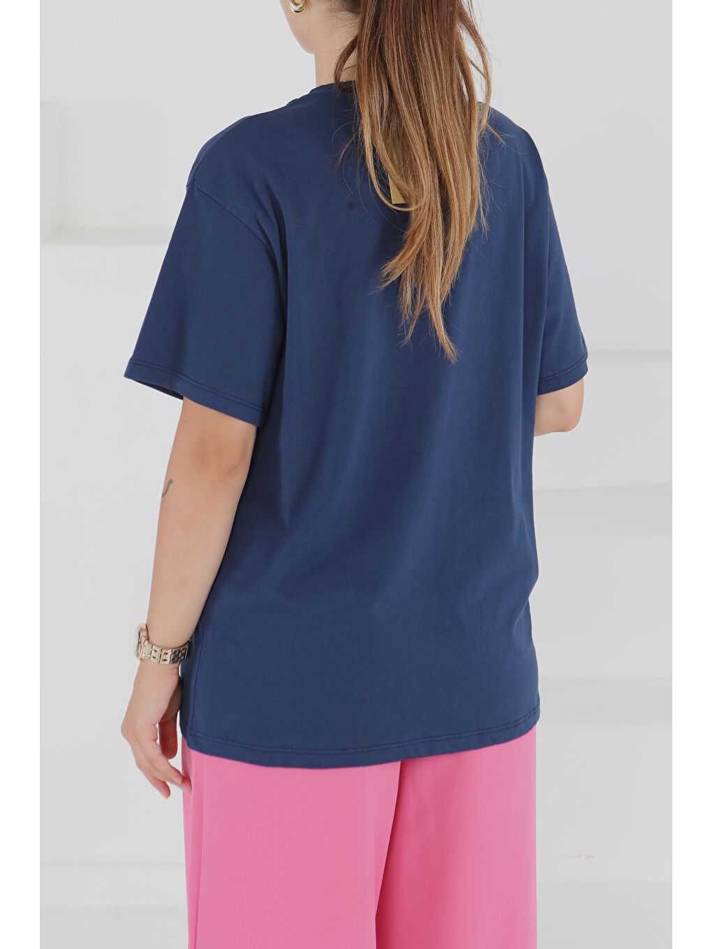 Baskılı Kısa Kollu T-Şhirt Lacivert - 27500-2