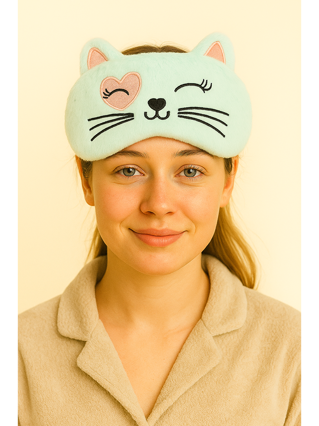 Simli Kulaklı Göz Uyku Bandı Mavi-1