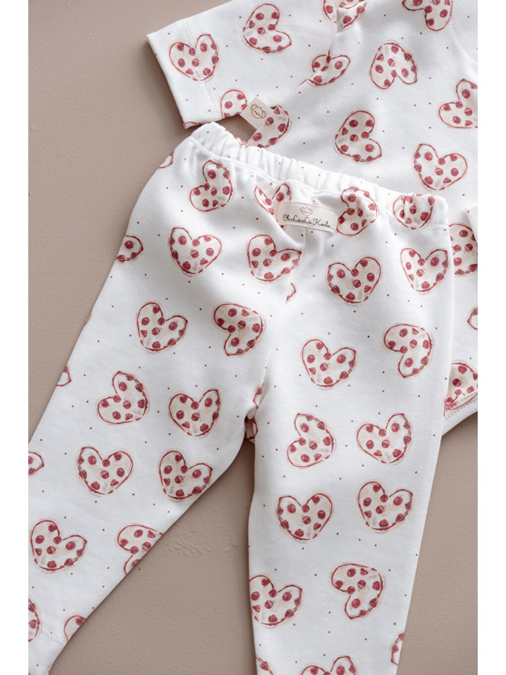 Beyaz Puffy Sleep Kalp Kurabiye Serisi Body Tayt Takım-6