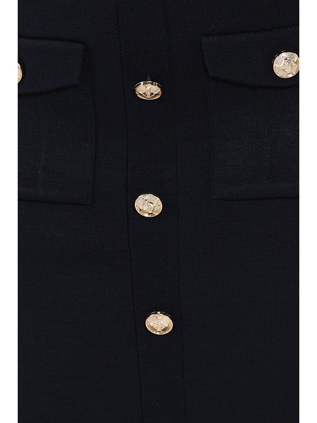 Lacivert Düğme Detaylı Hırka Etek Triko İkili Takım-3