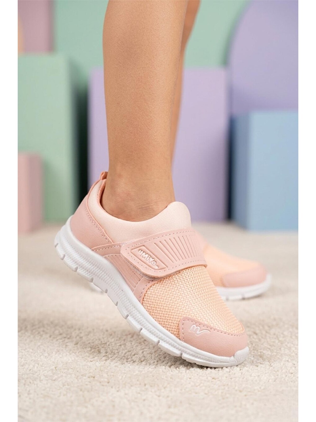 Pembe Meysa Unisex Çocuk Fileli Hafif Spor Ayakkabı - Cırt Cırtlı Ortopedik Tabanlı Günlük Yürüyüş Ayakkab