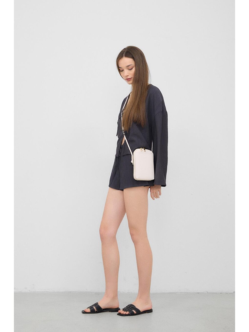 Ekru Vux Çapraz Çanta Krem-3