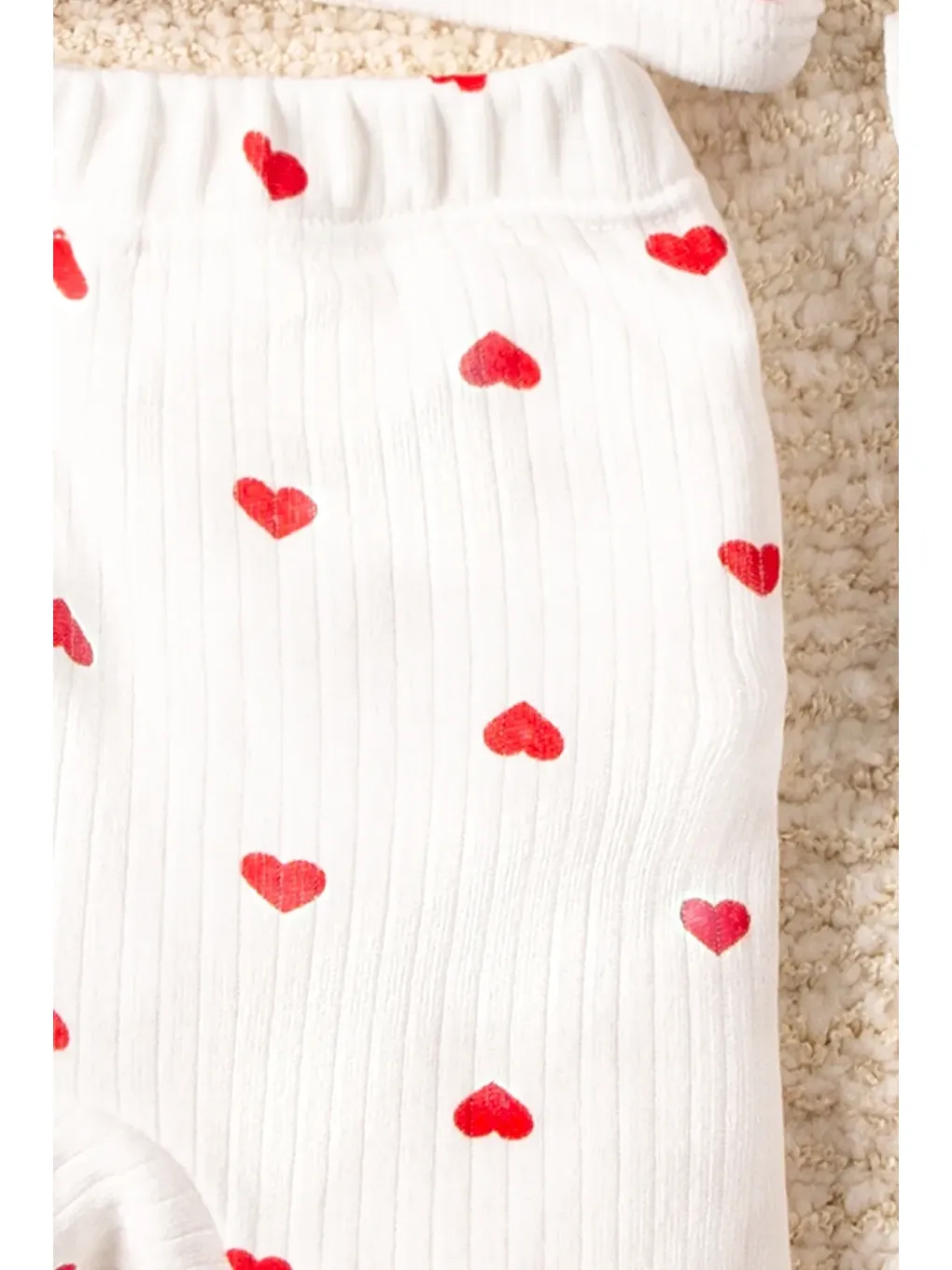 Beyaz Kalp Desenli 5 Parça Hastane Çıkışı-2