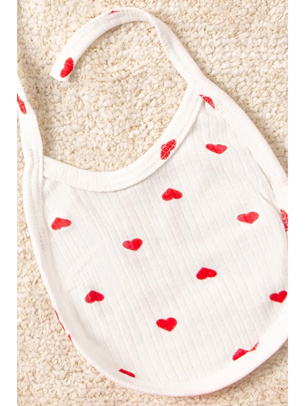 Beyaz Kalp Desenli 5 Parça Hastane Çıkışı-4