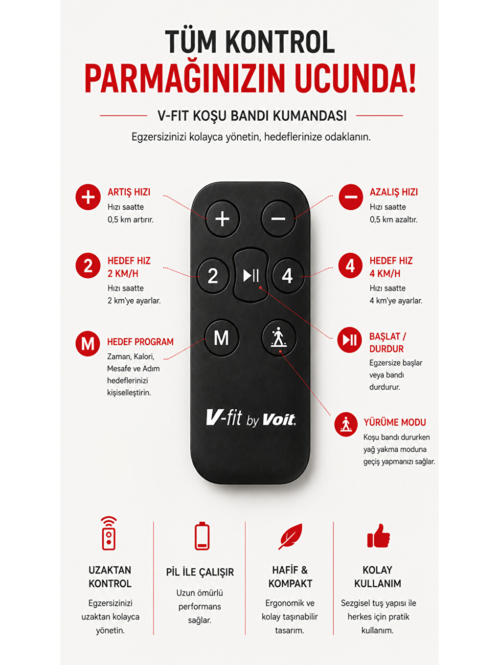 Siyah V-fit By Vibro Run Titreşimli Koşu Bandı Katlanabilir, 8 Km/s, Titreşim Modlu, Kumandalı-3