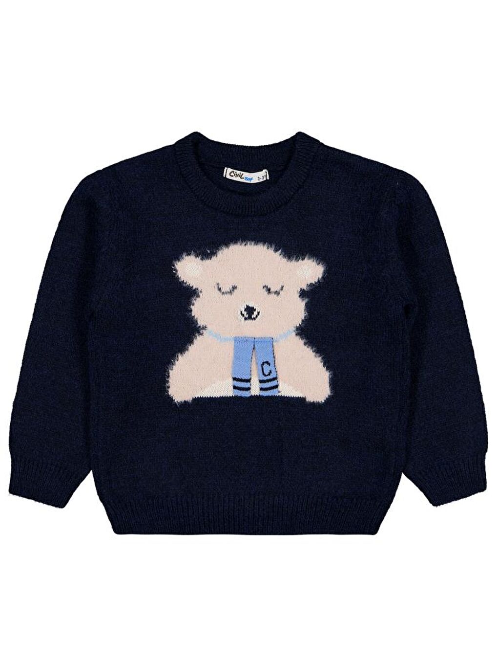 Boys Ayıcık Nakışlı 2-5 Yaş Kazak - Lacivert 4-5 Yaş