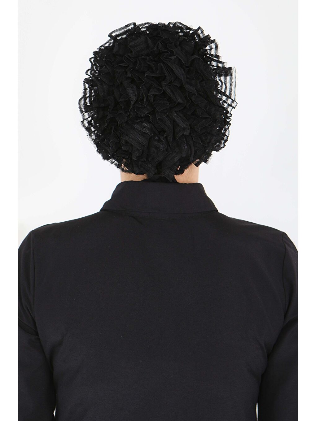 Silikonlu Esnek Penye Fırfırlı Bone Siyah - 27716-SIYAH-2