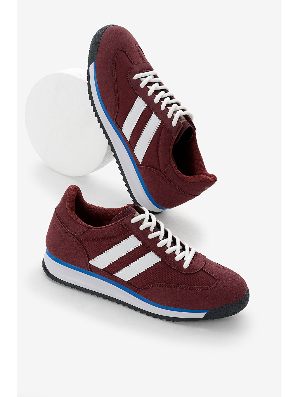 Unisex Bordo Termo Taban Çift Şeritli Bağcıklı Spor Ayakkabı