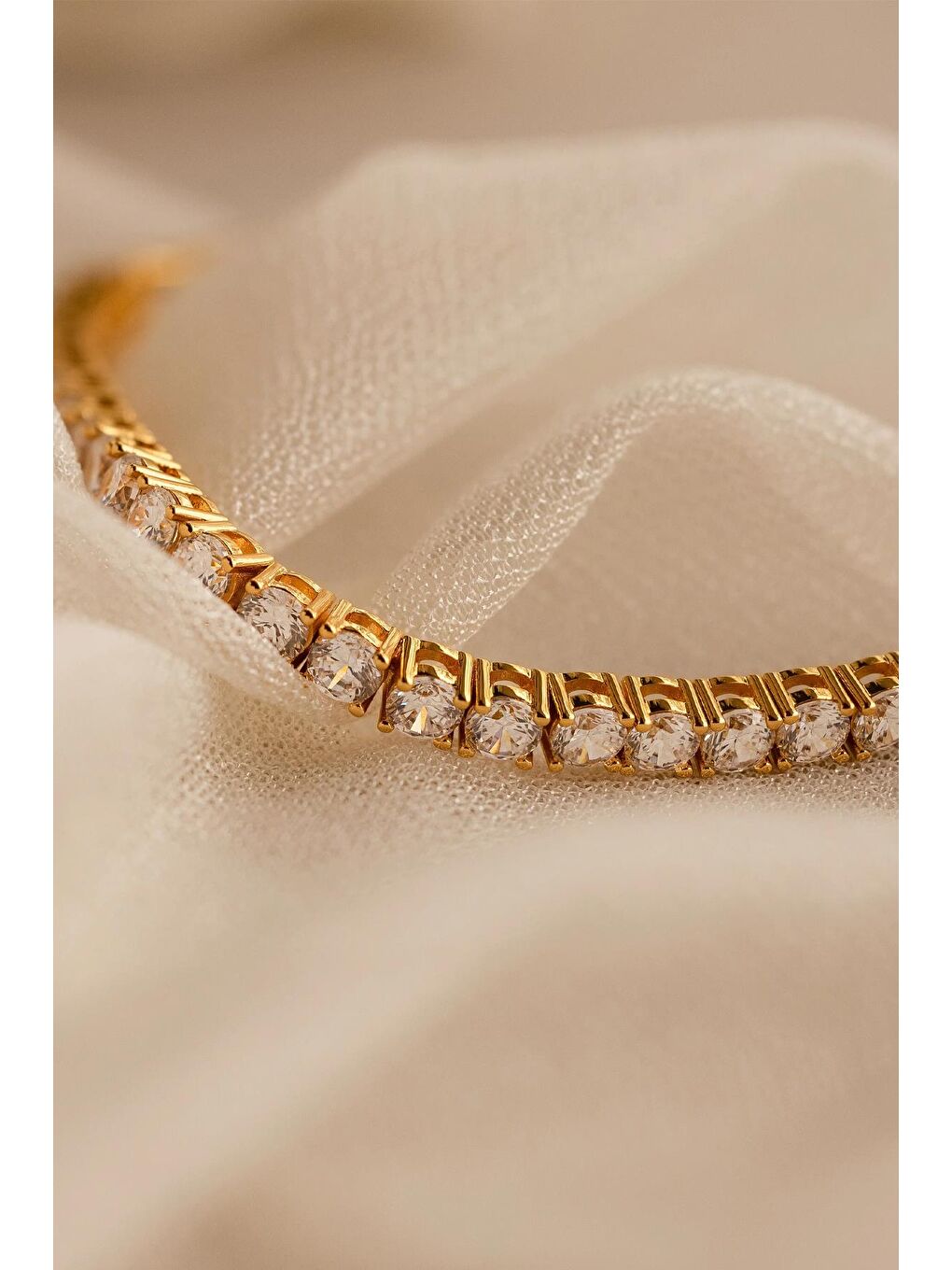 Sarı Rena Klasik Zarif Taşlı Suyolu Bileklik- 3mm taşlı-3