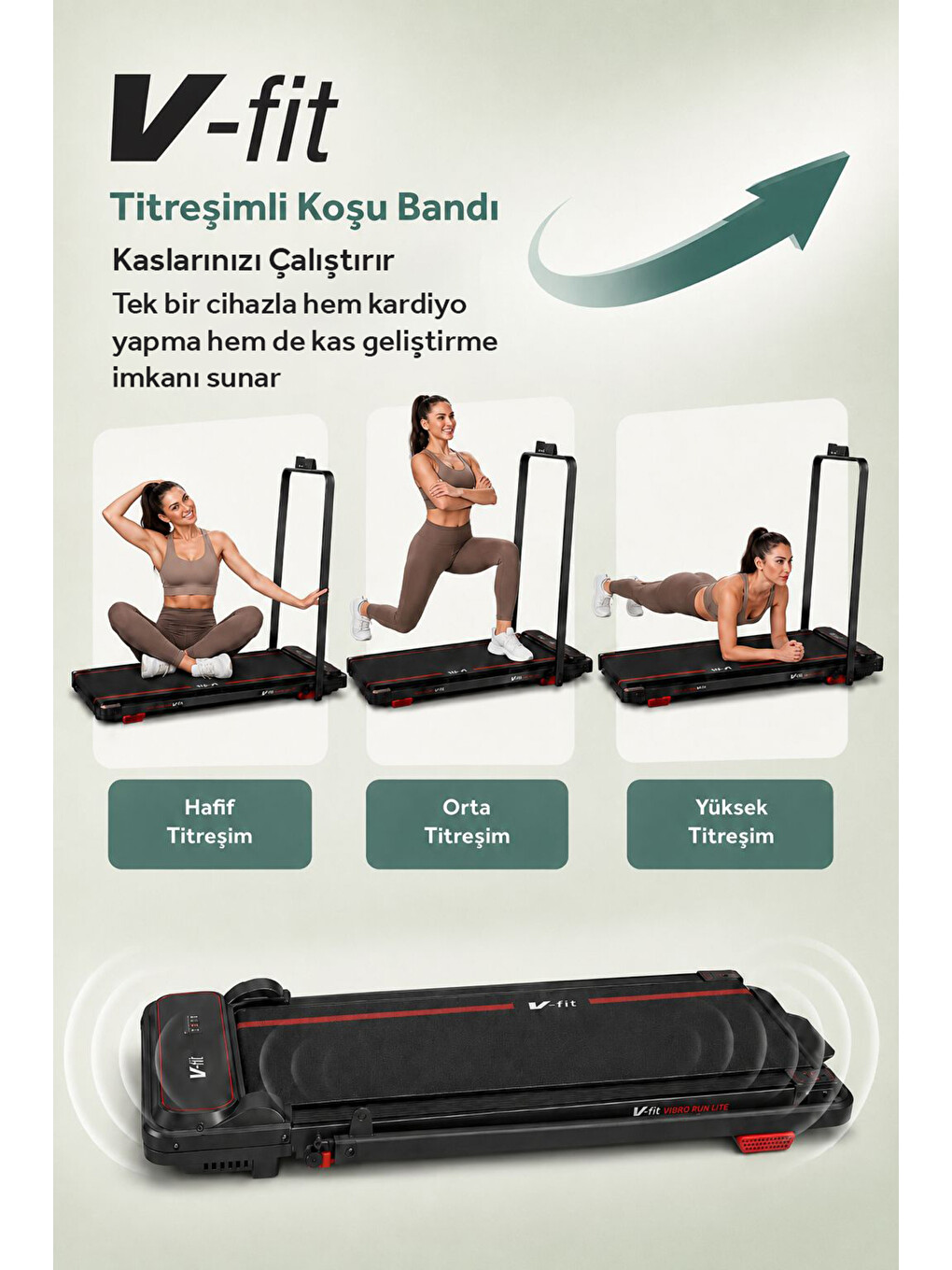 Siyah V-fit By Vibro Run Titreşimli Koşu Bandı Katlanabilir, 8 Km/s, Titreşim Modlu, Kumandalı-4