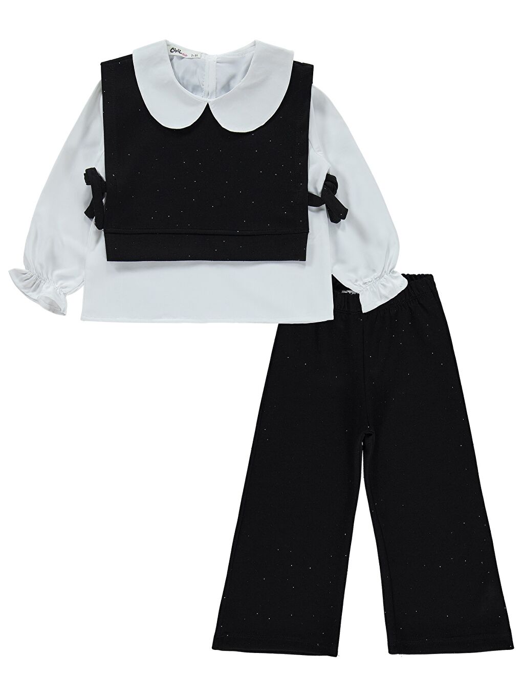 Girls Yakalı 2-5 Yaş Takım - Siyah-4