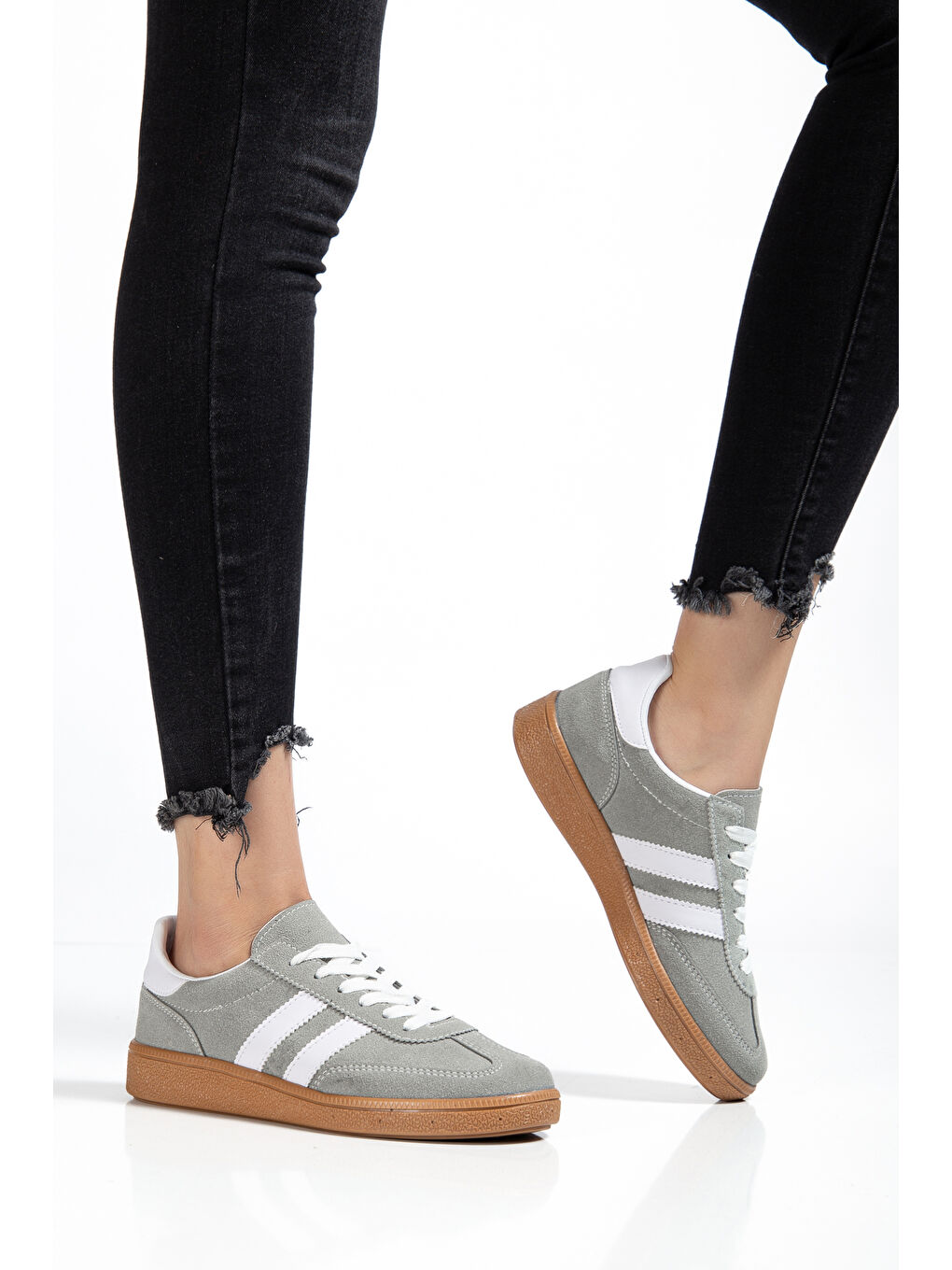 Gri Kate Günlük Ortopedik Kadın Sneaker Spor Ayakkabı-4