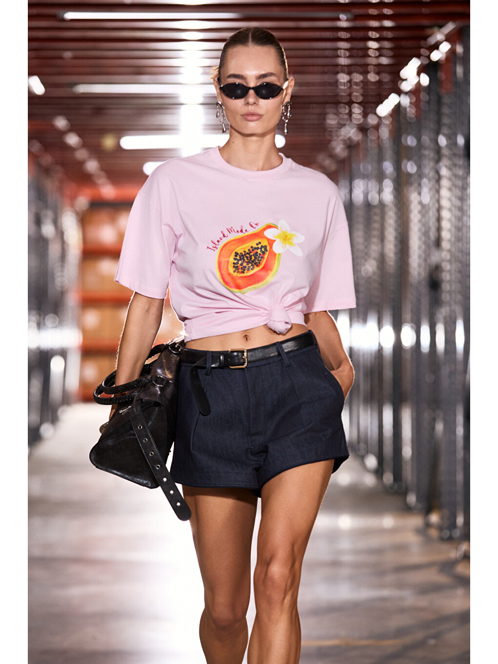 Pembe CASSIANE Kadın Bisiklet Yaka Kısa Kollu Ön Ve Arka Baskılı Regular PEMBE T-Shirt-3