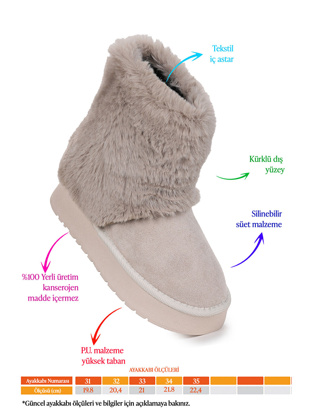 Bej Nera Kürklü Kız Çocuk Süet Bot Ayakkabı-1