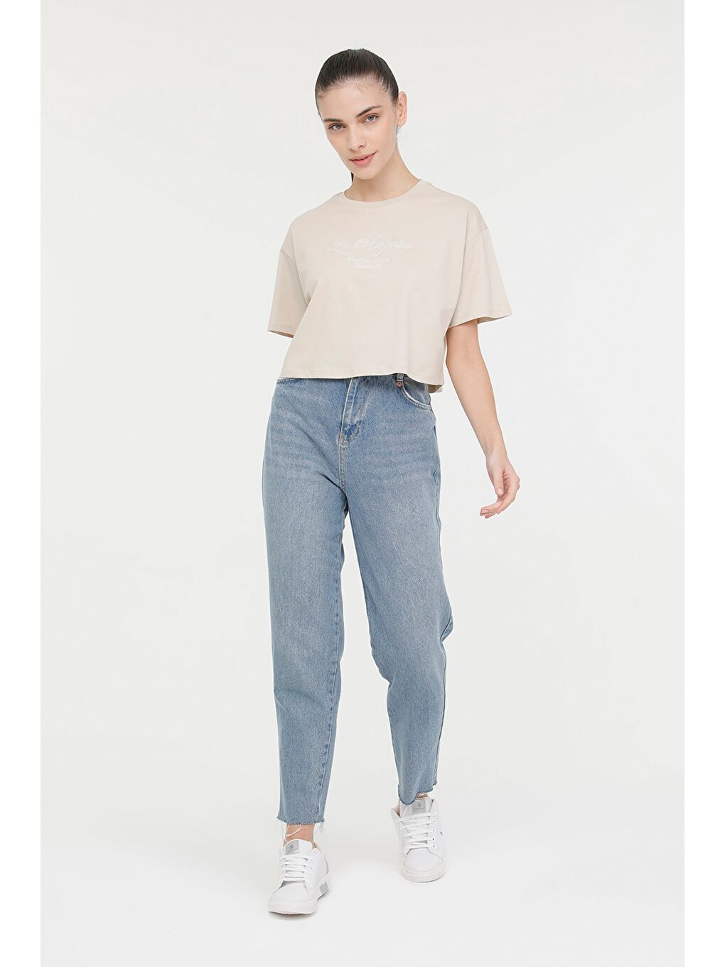 WL GAME 11SS134 4FX Bej Kadın Kısa Kol Tişört-2