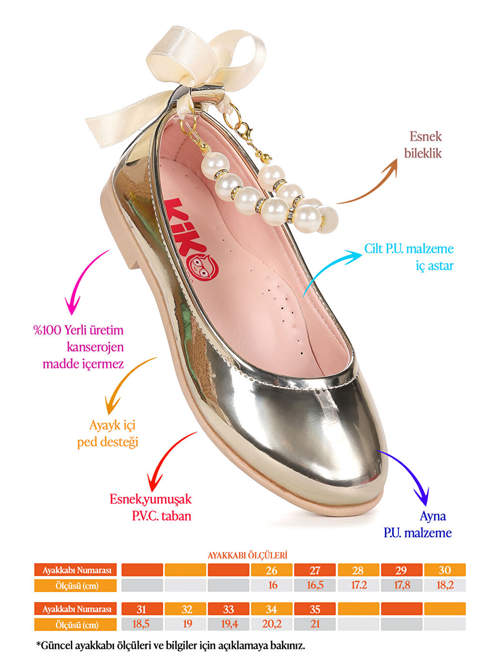 Sarı Blanch İncili Lastikli Kız Çocuk Babet Ayakkabı-1