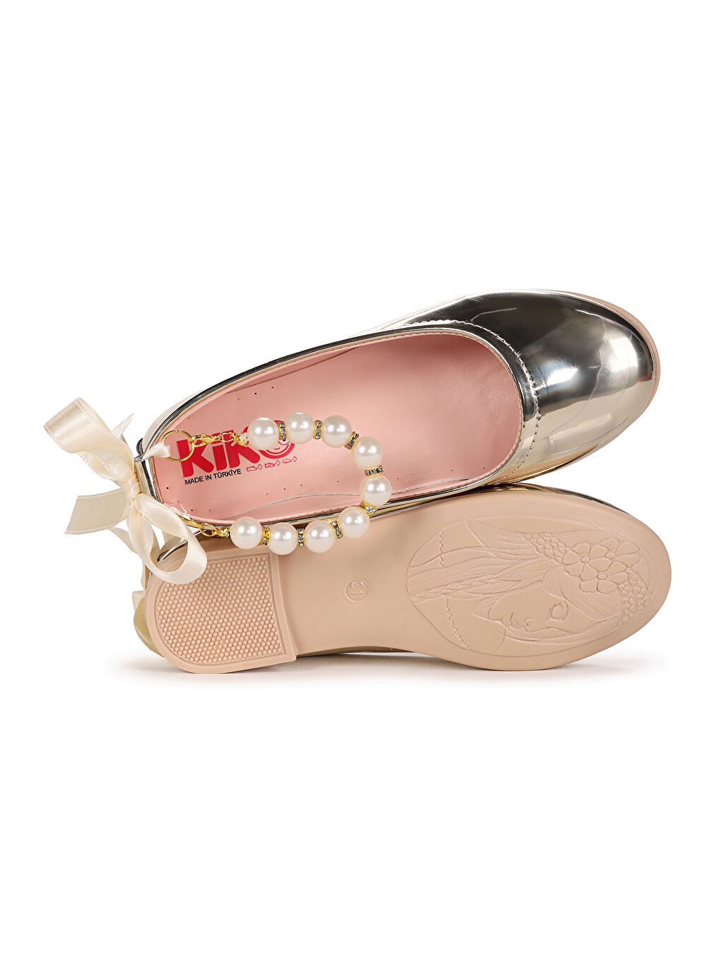 Sarı Blanch İncili Lastikli Kız Çocuk Babet Ayakkabı-4