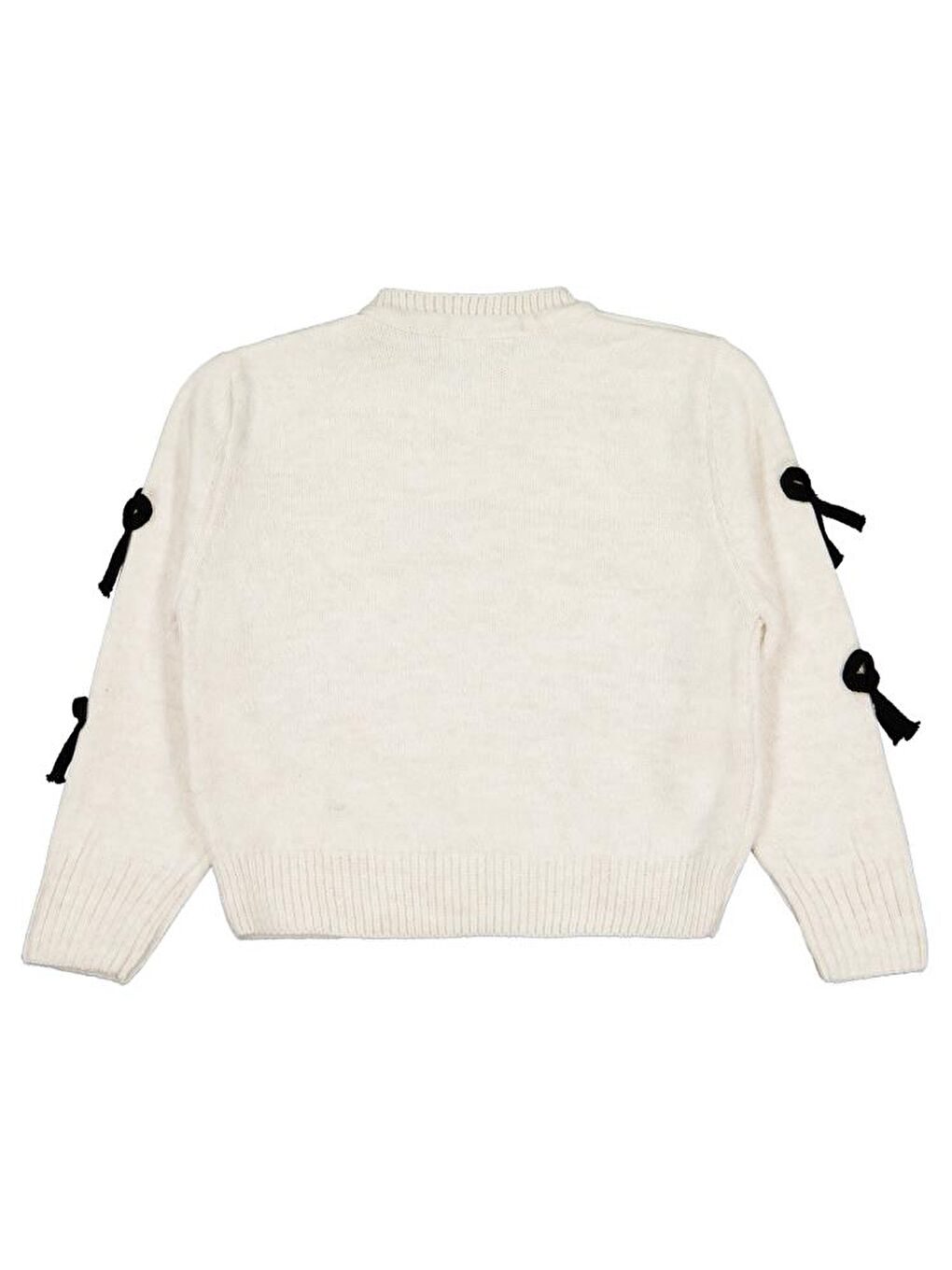 Girls Fiyonk Aksesuarlı 6-9 Yaş Kazak - Ekru 6-7 Yaş-1