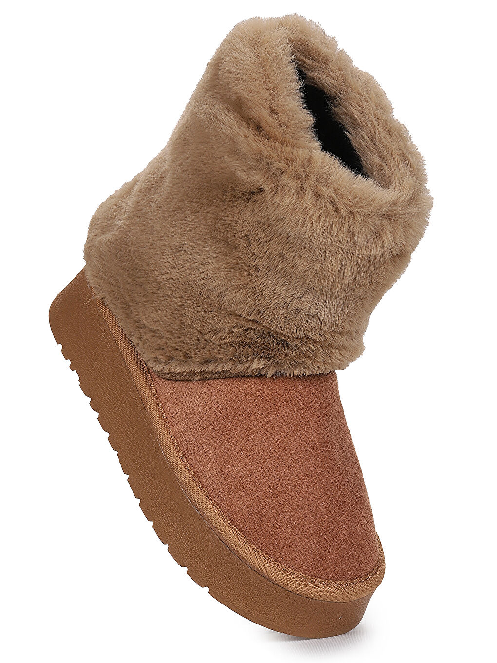 Kahverengi Nera Kürklü Kız Çocuk Süet Bot Ayakkabı