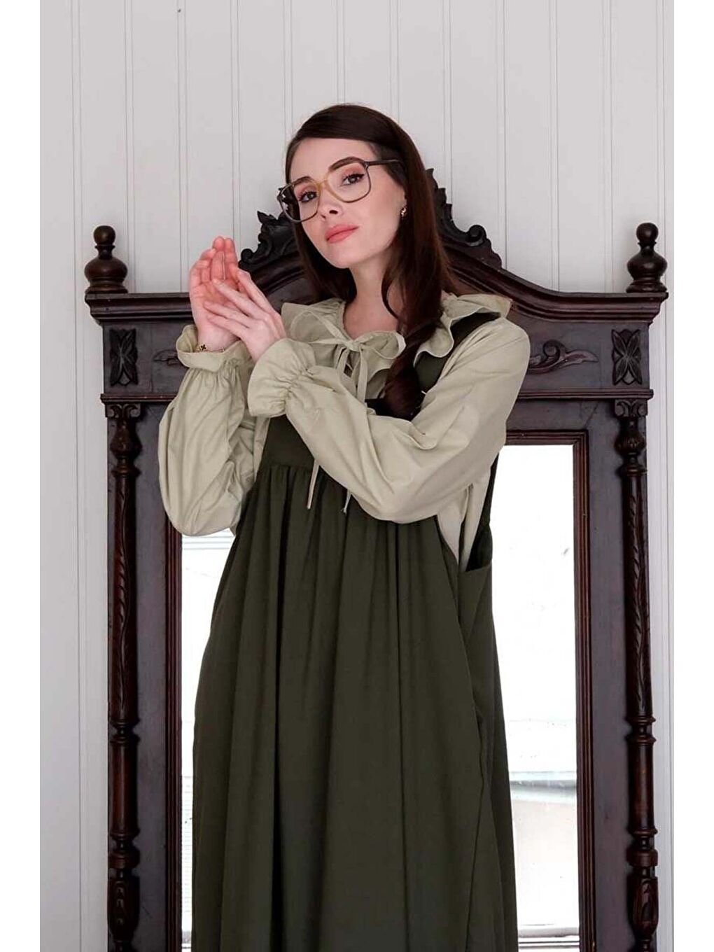 Açık Yeşil Bebe Yaka Fiyonklu Gömlek