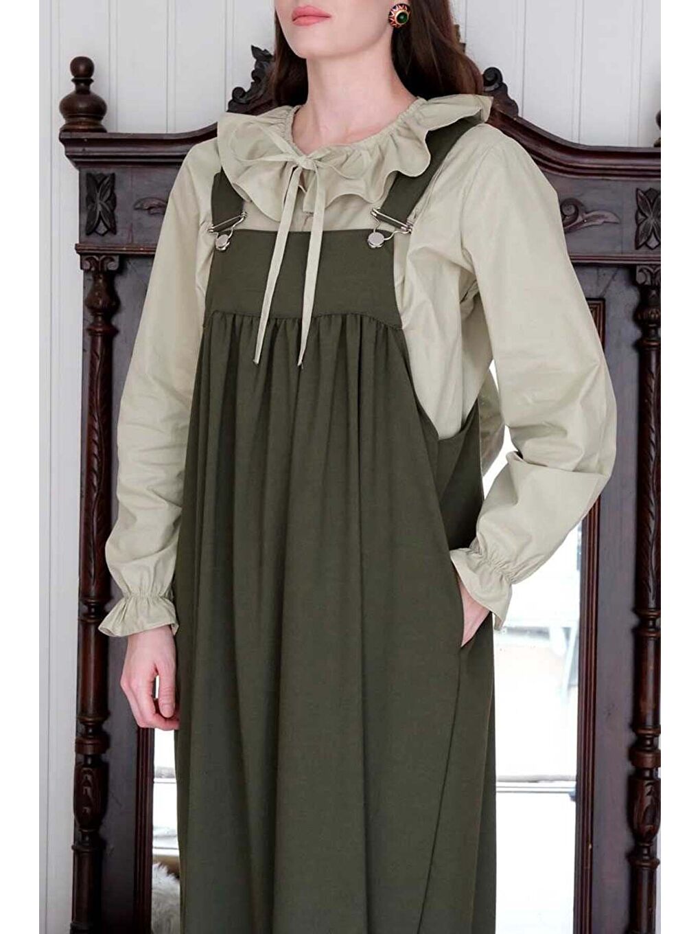 Açık Yeşil Bebe Yaka Fiyonklu Gömlek-1