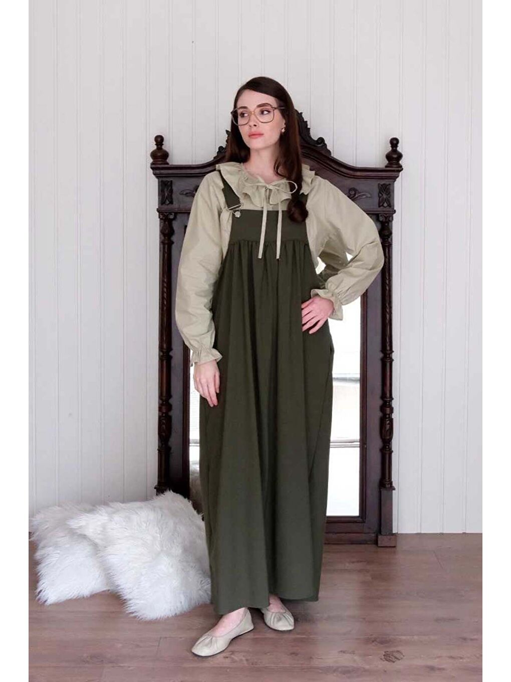 Açık Yeşil Bebe Yaka Fiyonklu Gömlek-2