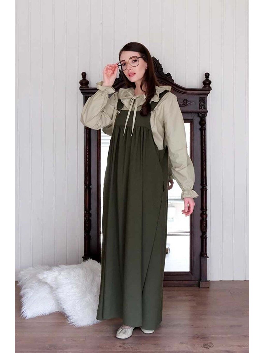 Açık Yeşil Bebe Yaka Fiyonklu Gömlek-3