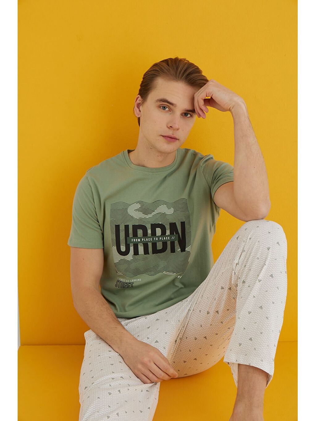 Bej Penye Erkek Pijama Takım 7501-3