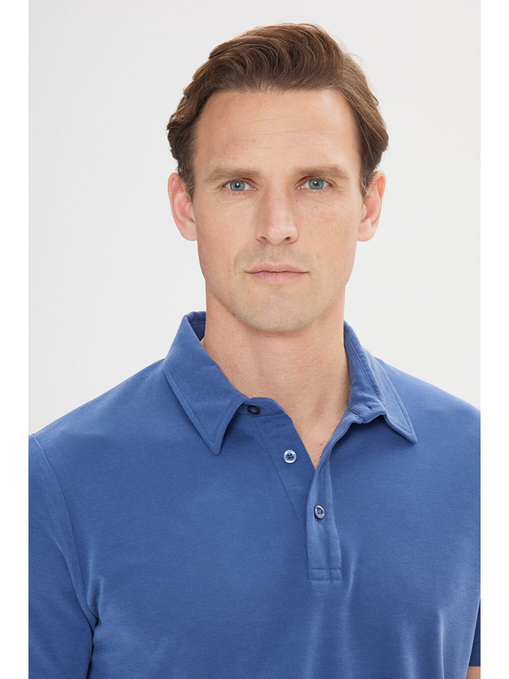 Erkek İndigo Slim Fit Dar Kesim Polo Yaka Tişört-4