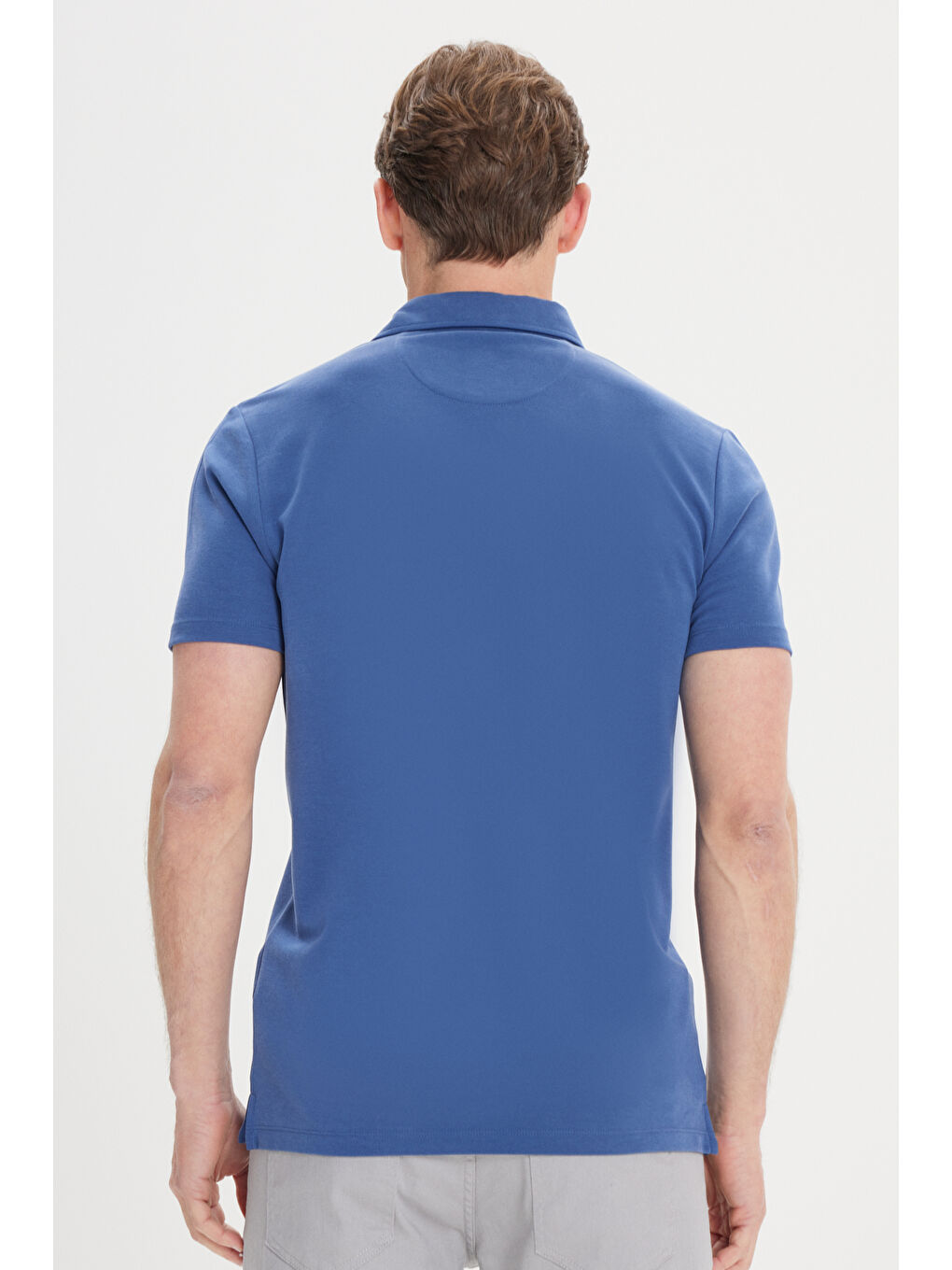 Erkek İndigo Slim Fit Dar Kesim Polo Yaka Tişört-5