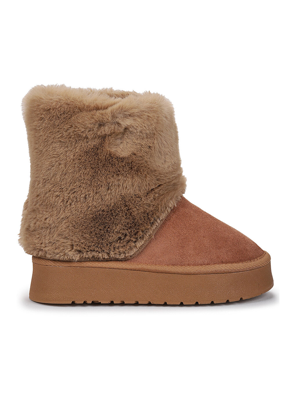 Kahverengi Nera Kürklü Kız Çocuk Süet Bot Ayakkabı-2