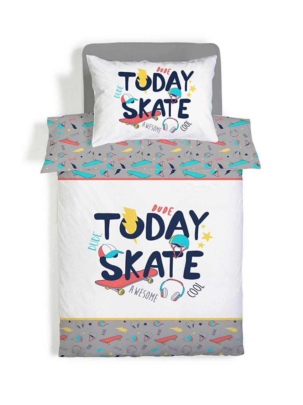 Karışık Çift Taraflı Çocuk Desenli Çarşafsız Takım Tek Kişilik Nevresim Takımı 160x220 Cm-1