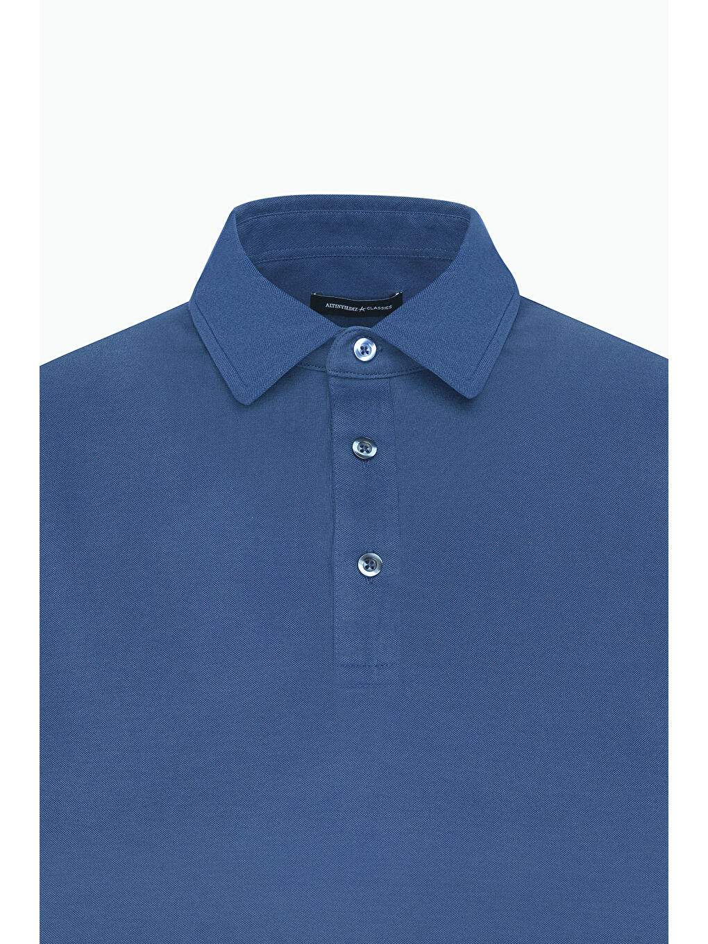 Erkek İndigo Slim Fit Dar Kesim Polo Yaka Tişört-7