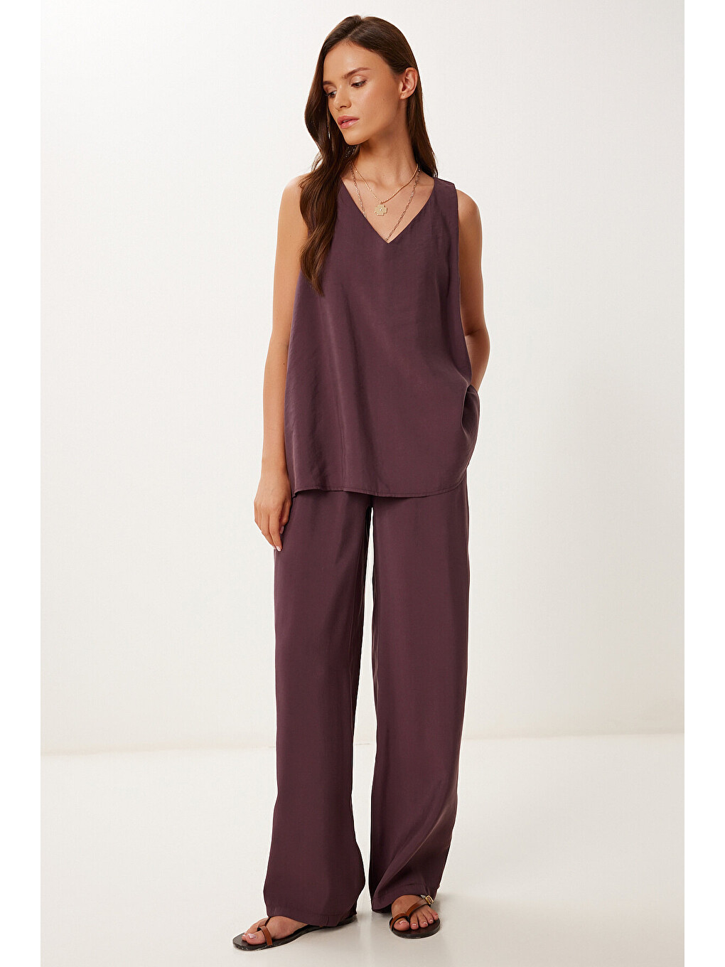 Mürdüm Modal Bluz Pantolon Takım MÜRDÜM LMC0059-1