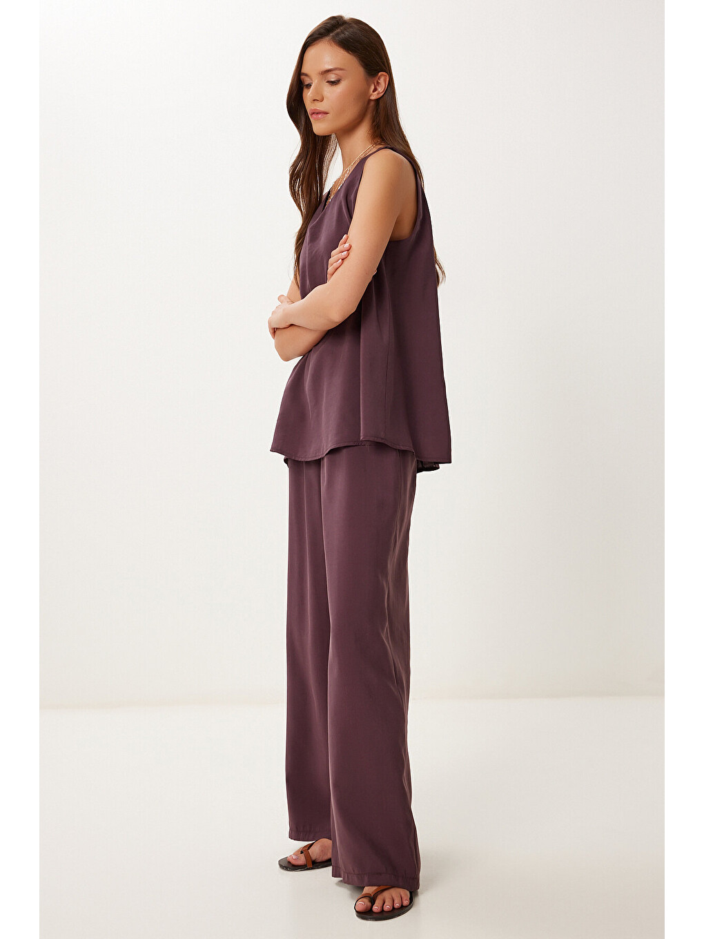 Mürdüm Modal Bluz Pantolon Takım MÜRDÜM LMC0059-2
