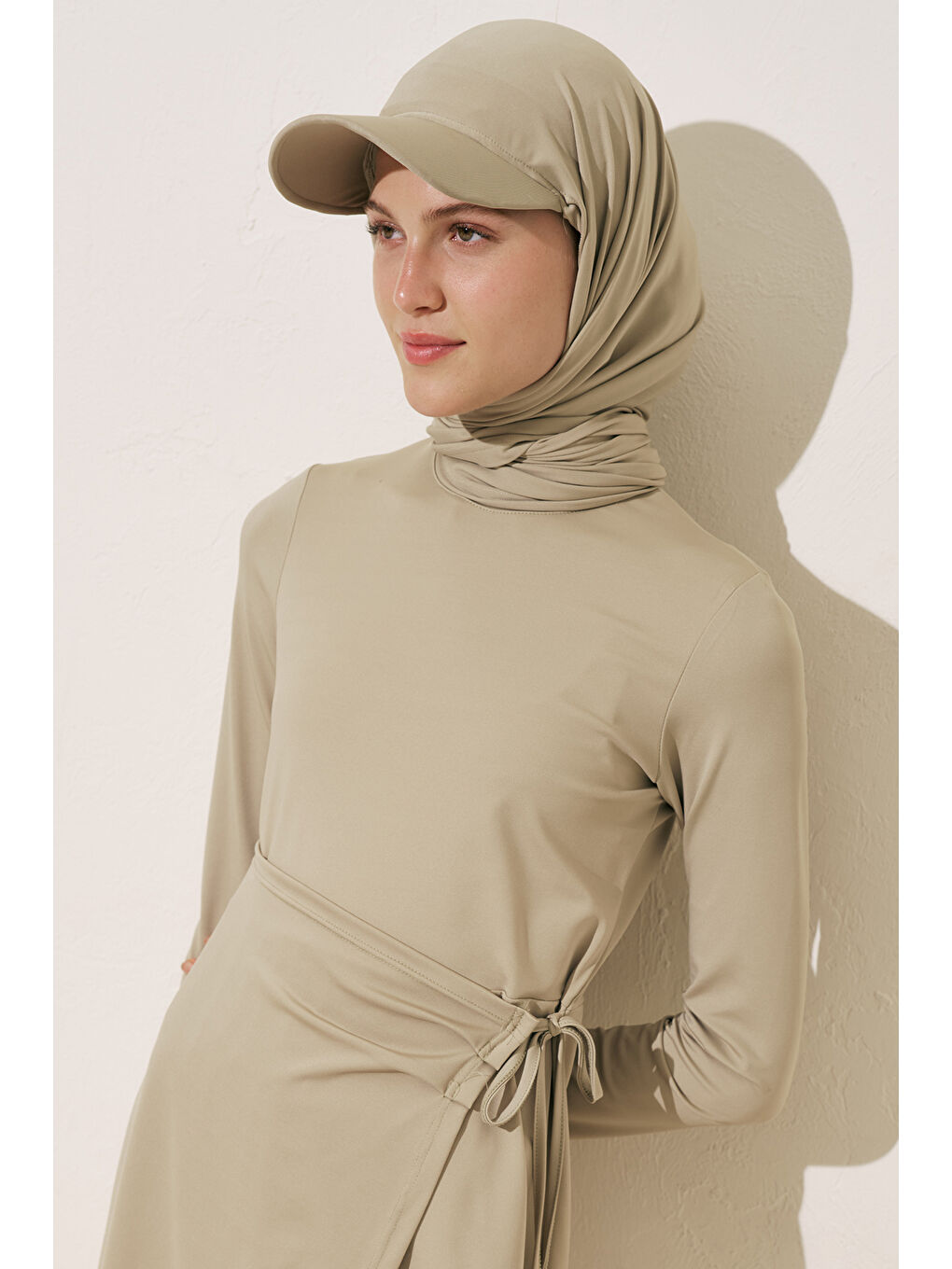 Cap Şapkalı Mayo Şal Yeşil-3