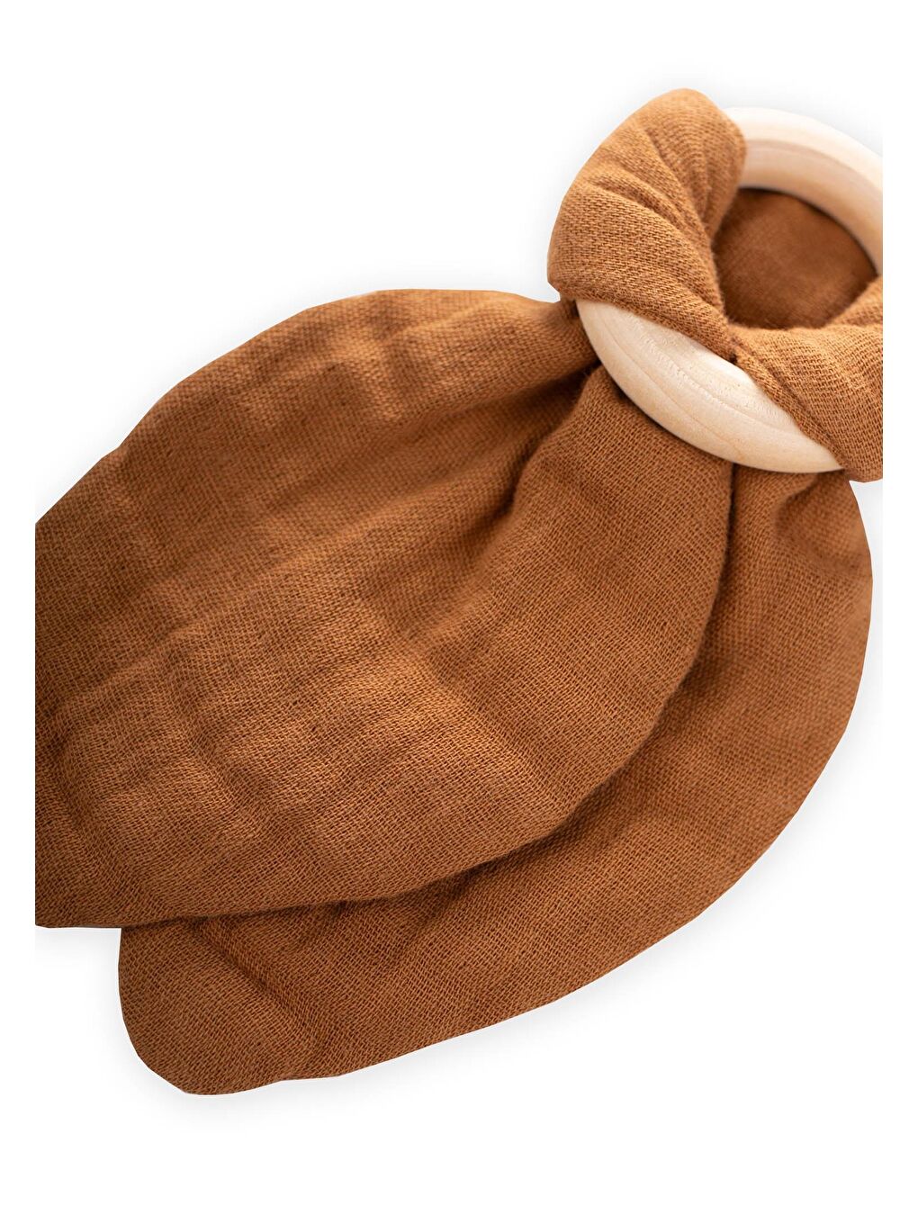 Ahşap Müslin Kumaştan Diş Kaşıyıcı Kahve-2