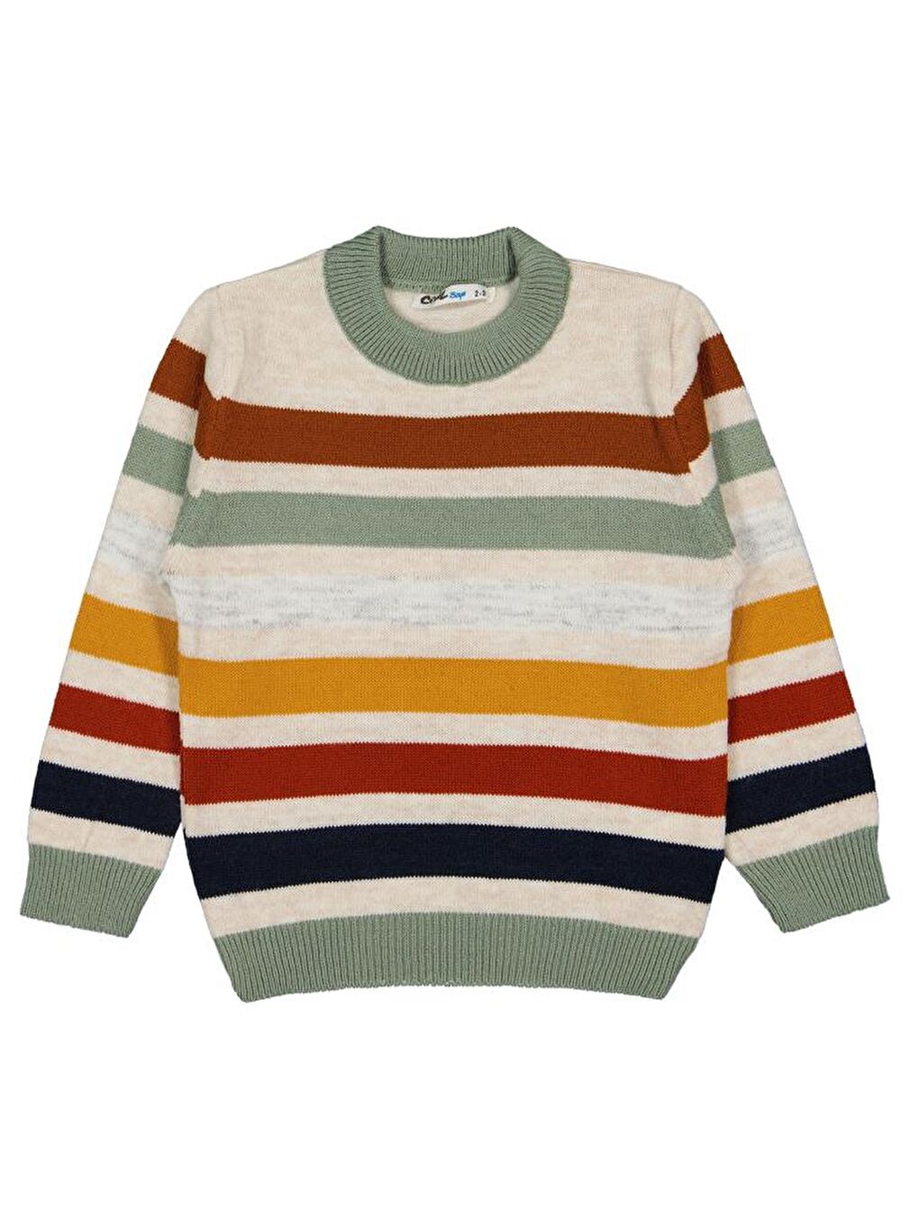 Boys Renkli Çizgili 2-5 Yaş Kazak - Haki 2-3 Yaş