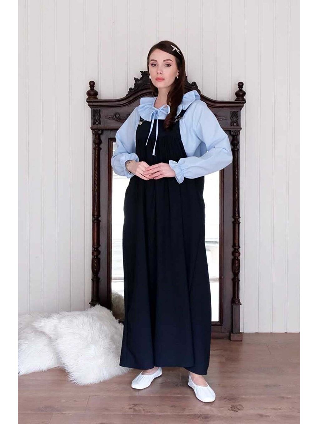 Bebe Mavisi Bebe Yaka Fiyonklu Gömlek-3