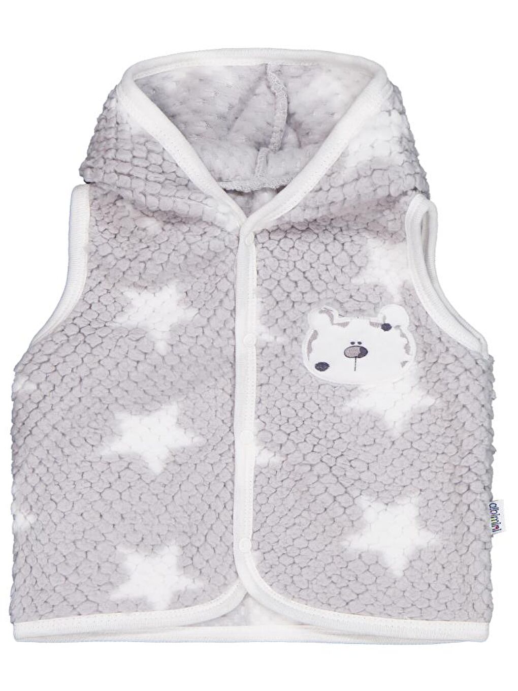 Ayı Nakışlı Kapüşonlu 1-9 Ay Yelek - Gri 1-3 Ay