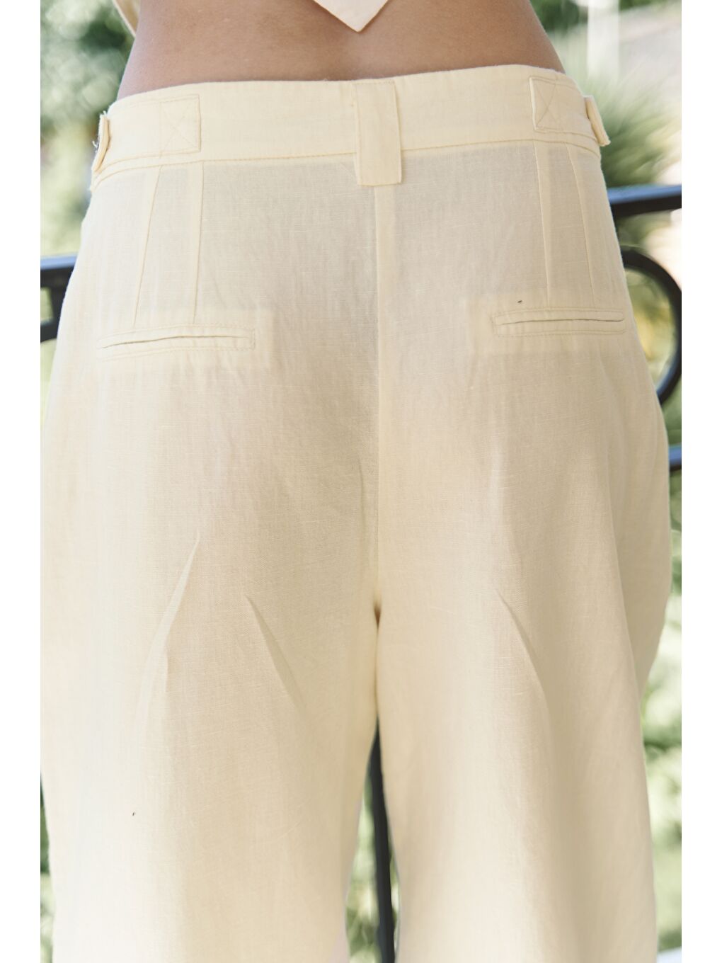 Alidah Pileli Sarı Bol Paça Pantolon-4